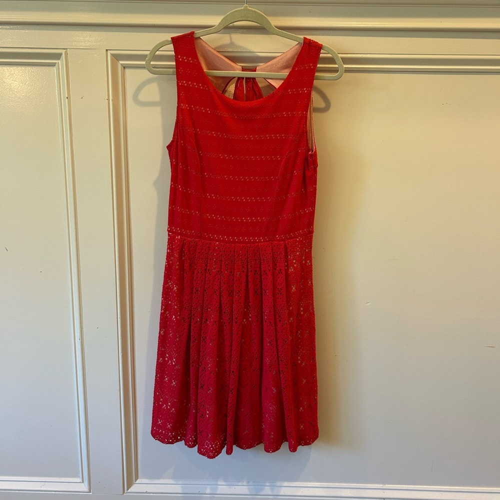 Anthropologie Coral Lace Dress